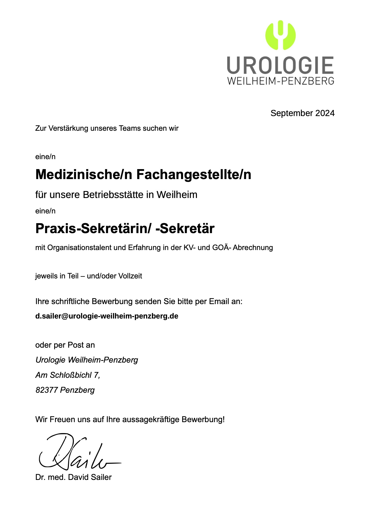 Stellenausschreibung 092024